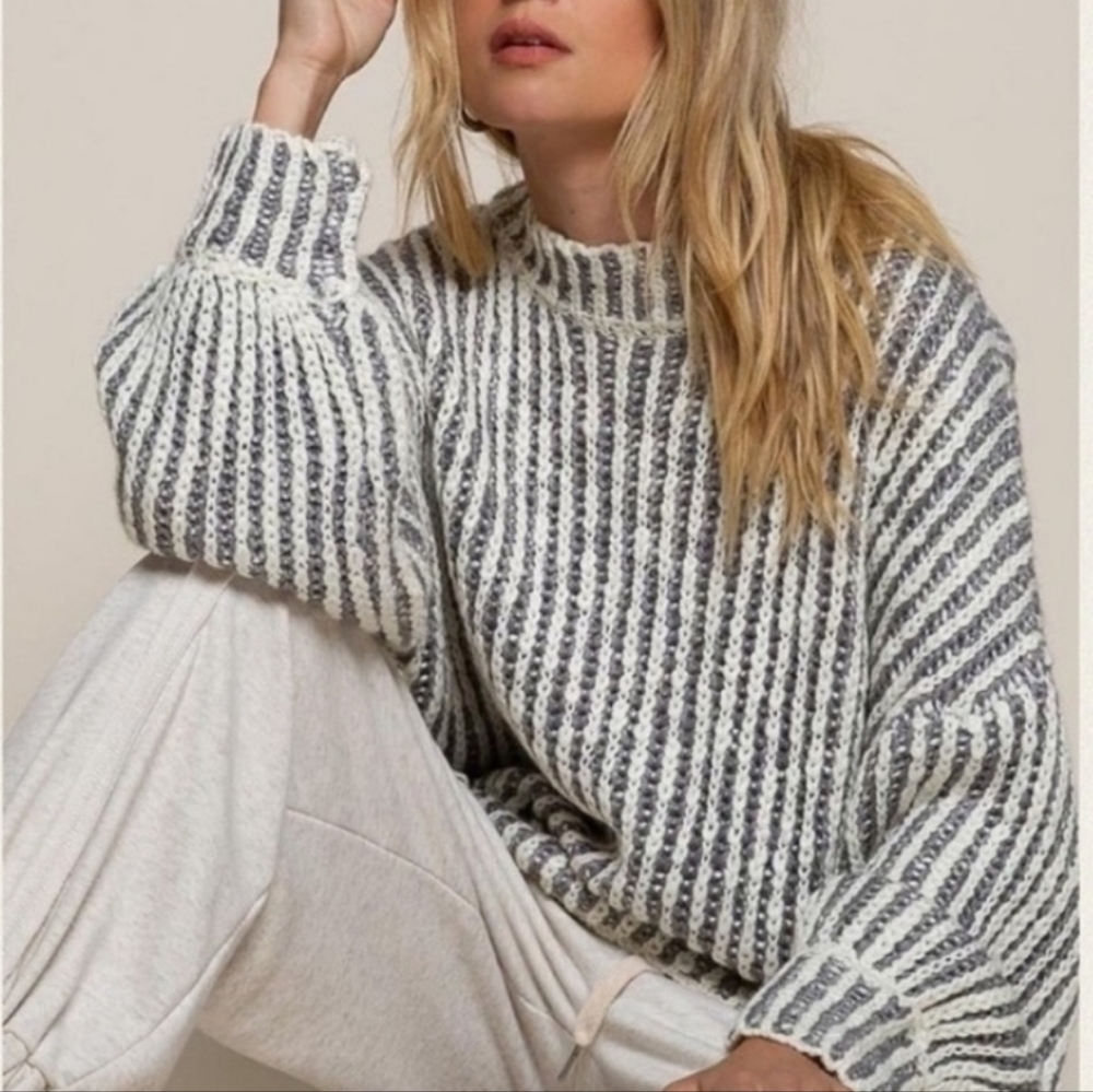 POL chunky knit mock neck oversized sweater